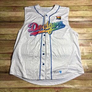 LA Dodgers Pride Night Sleeveless Baseball Jersey Size XL Rainbow